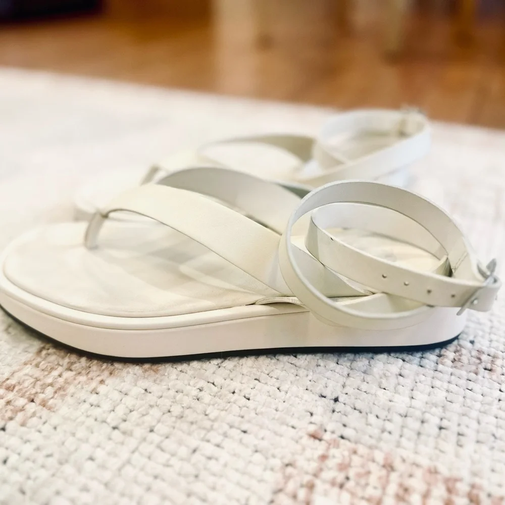 Zara White Strappy Ankle-Wrap Platform Sandals - Picture 5 of 6
